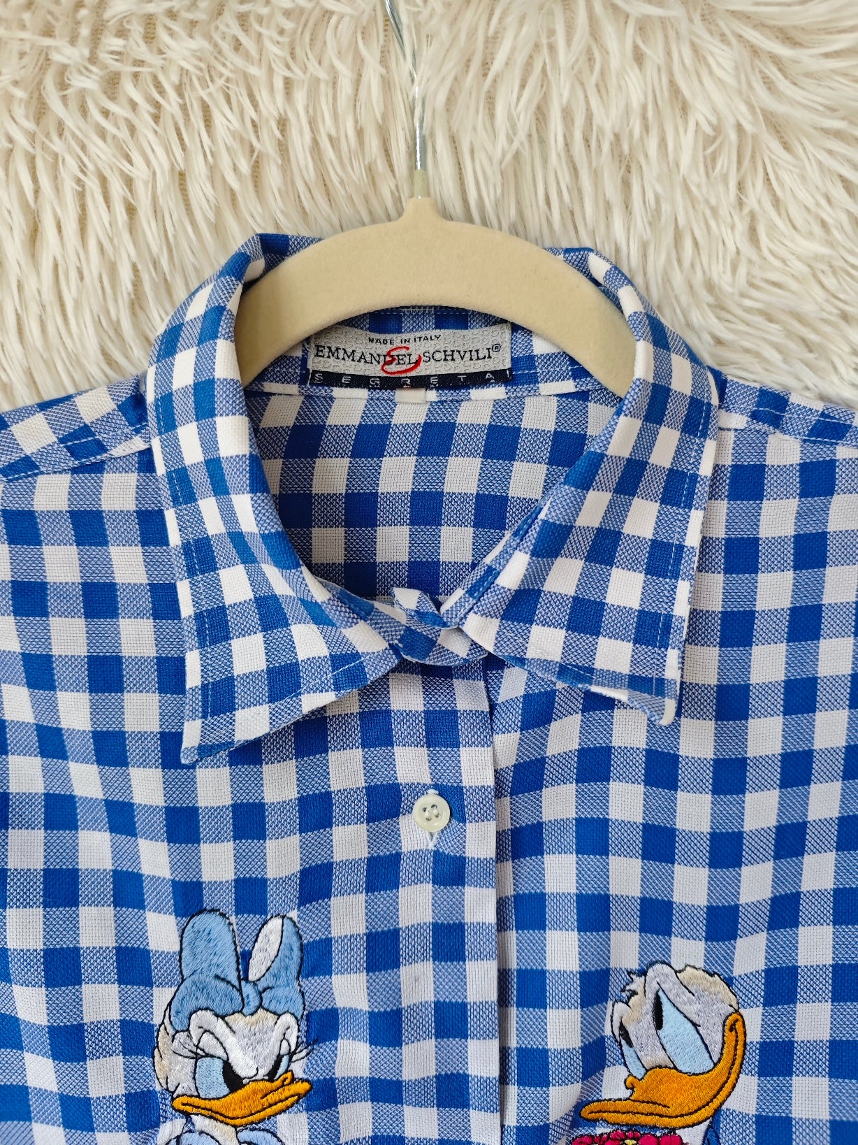 Camicia Vichy blu paperino e paperina