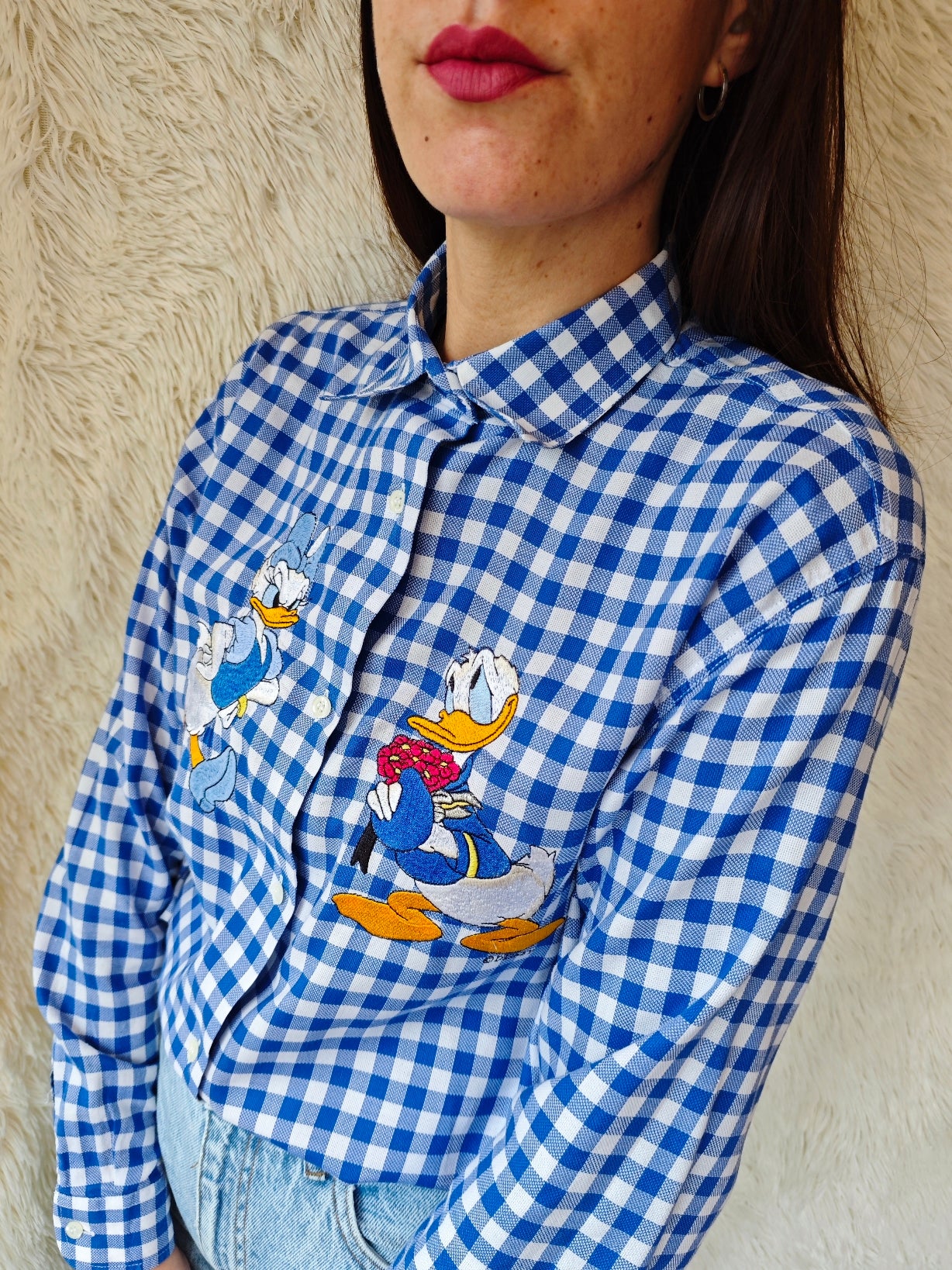 Camicia Vichy blu paperino e paperina