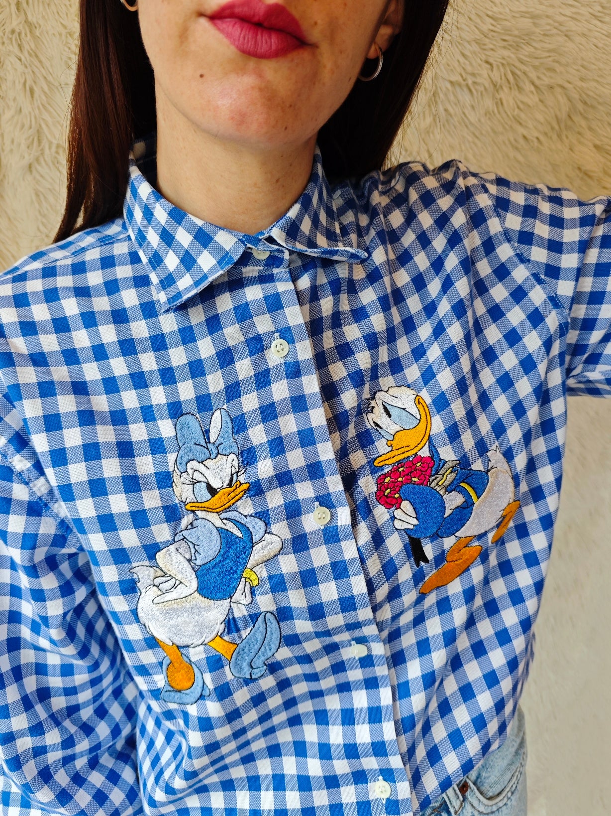 Camicia Vichy blu paperino e paperina