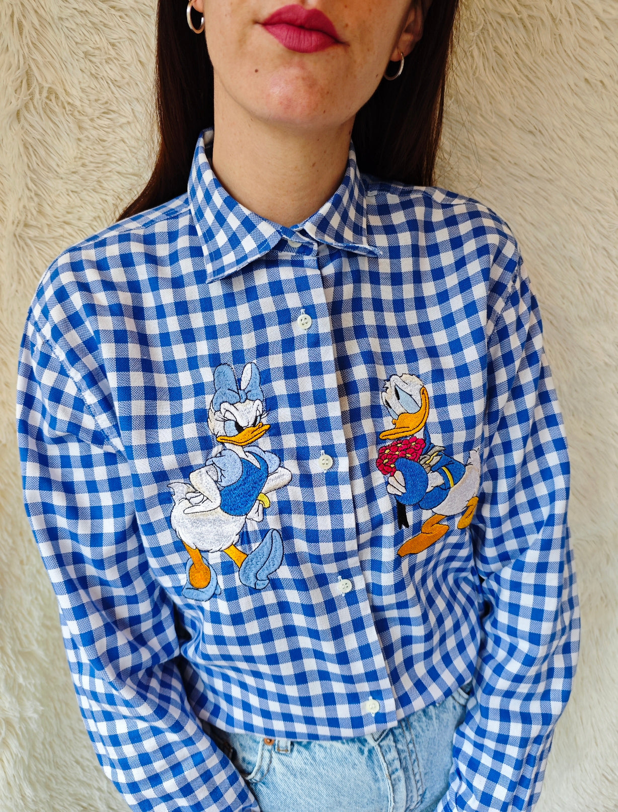 Camicia Vichy blu paperino e paperina