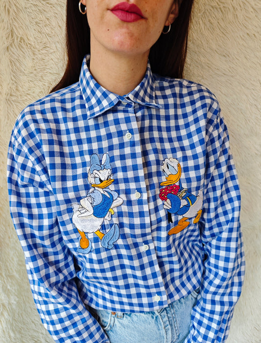 Camicia Vichy blu paperino e paperina