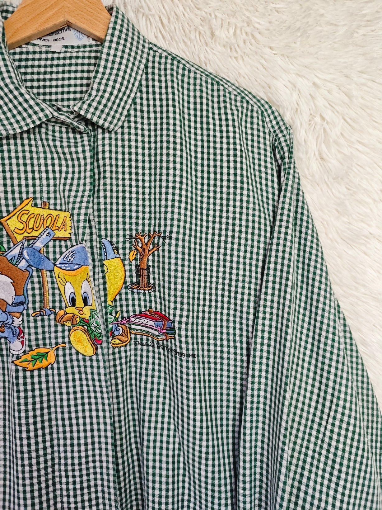 Camicia Titti e Silvestro Back to school verde