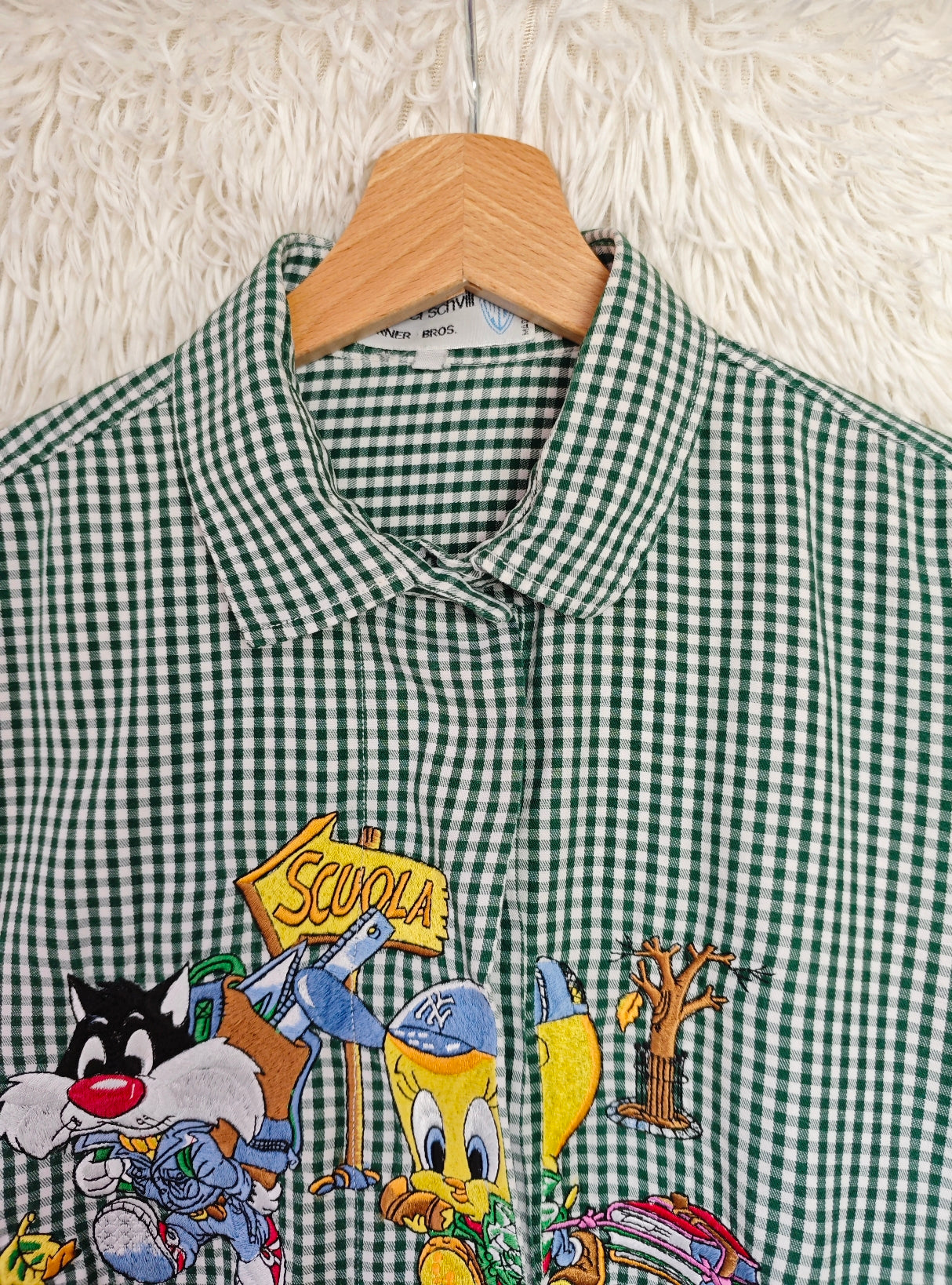 Camicia Titti e Silvestro Back to school verde