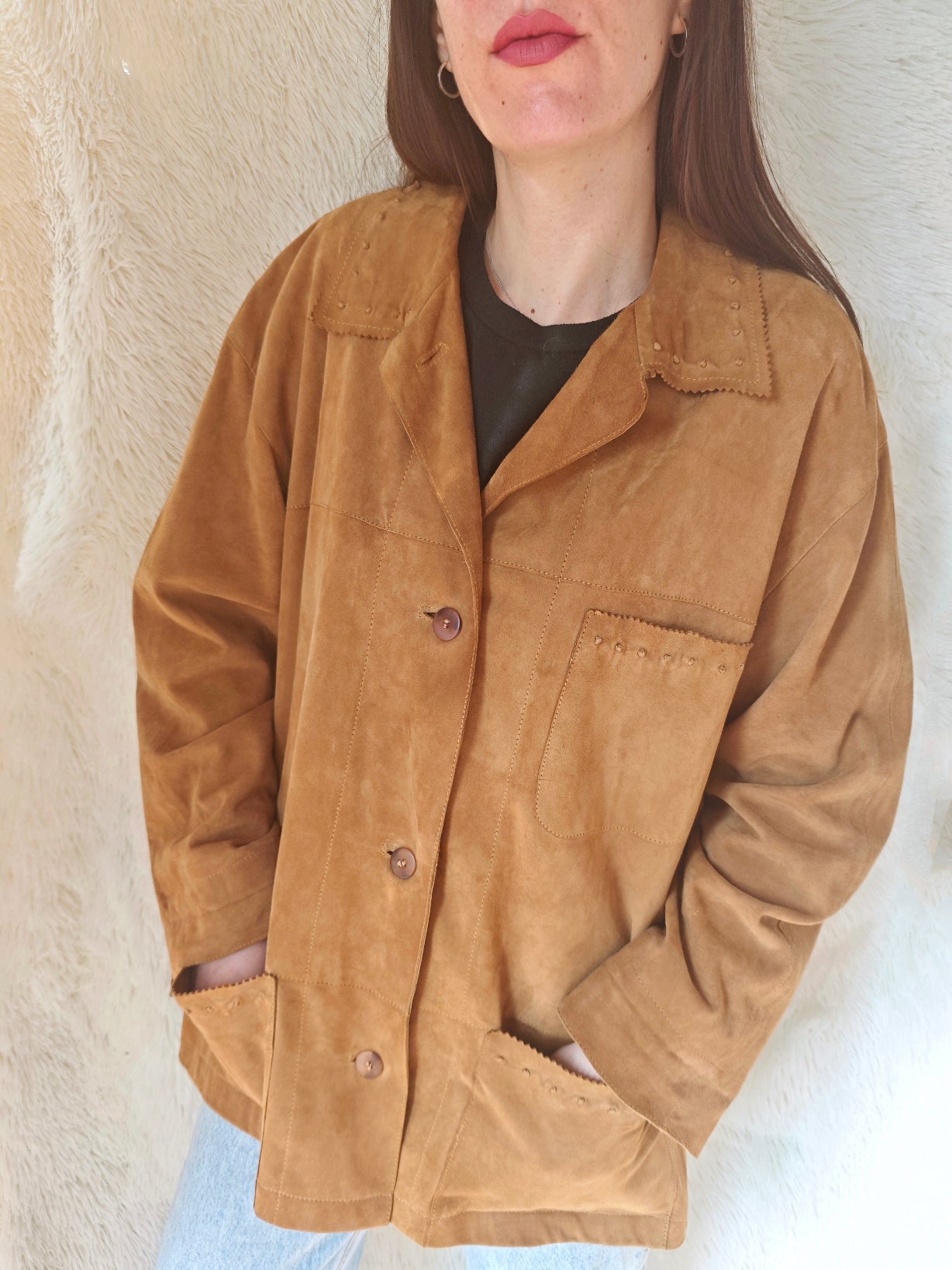 Giacca camoscio rivetti