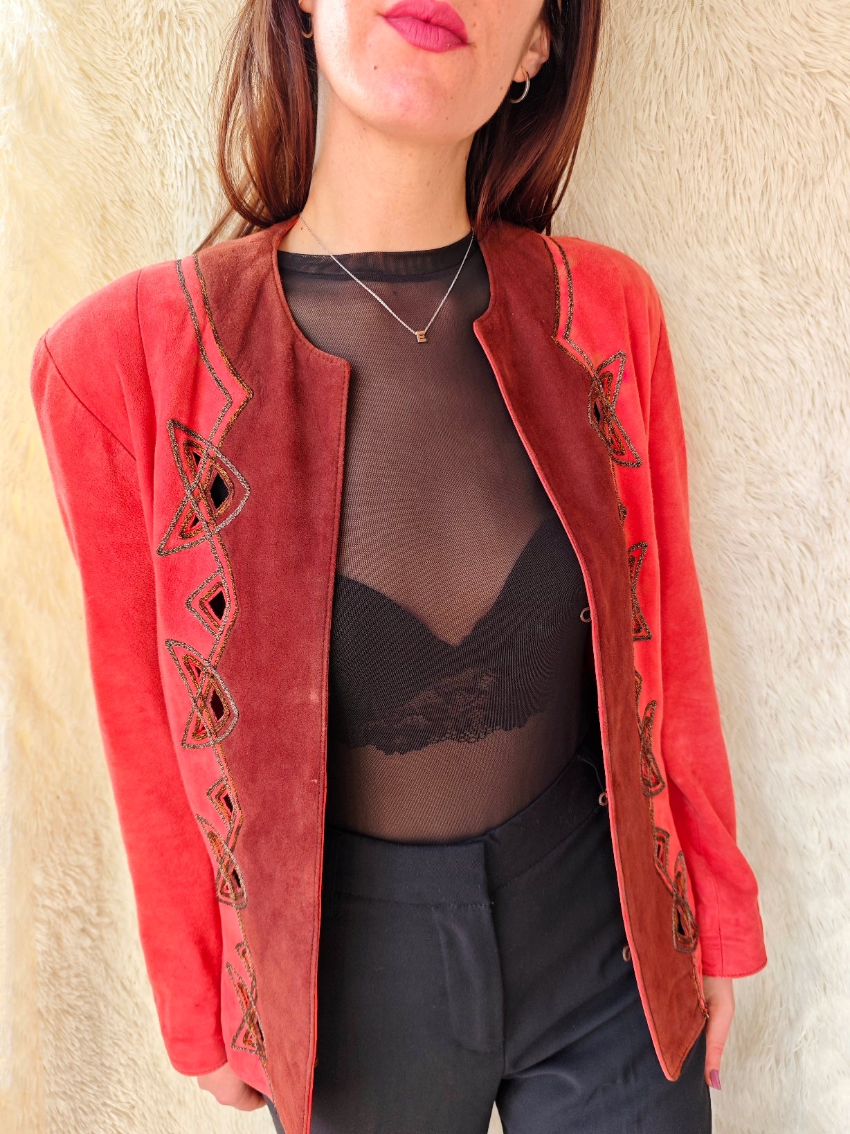 Giacca camoscio geometrica