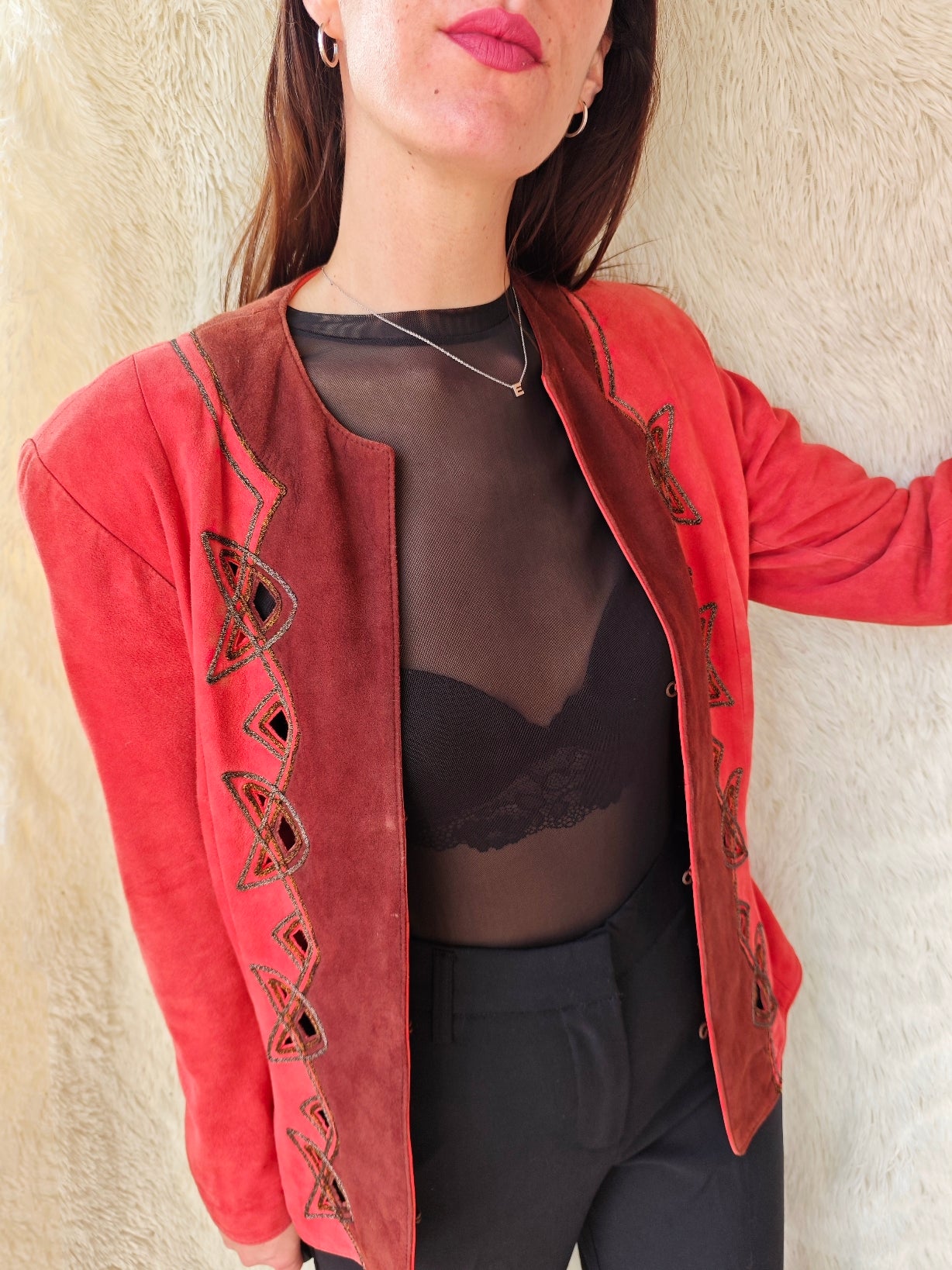 Giacca camoscio geometrica