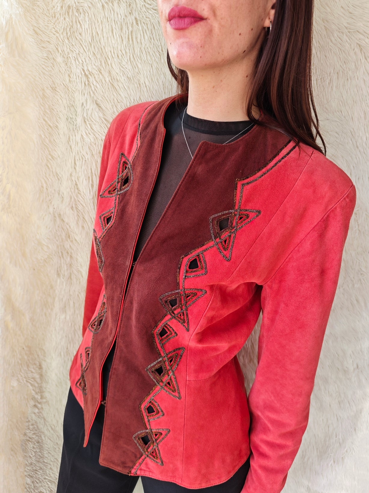 Giacca camoscio geometrica