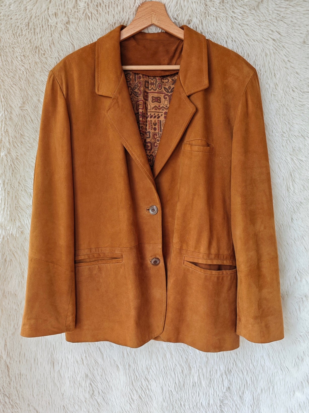 Giacca blazer camoscio cognac