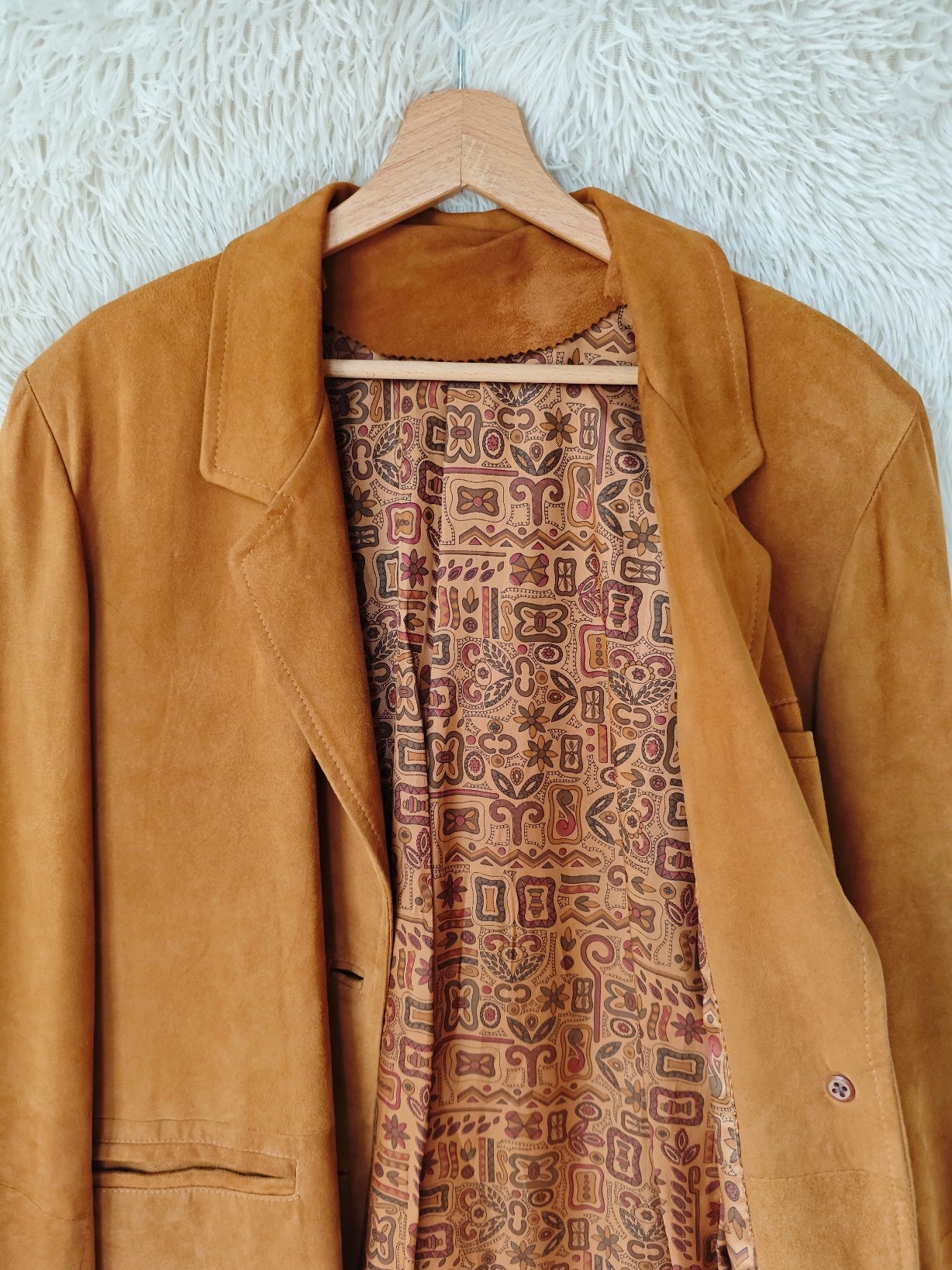 Giacca blazer camoscio cognac