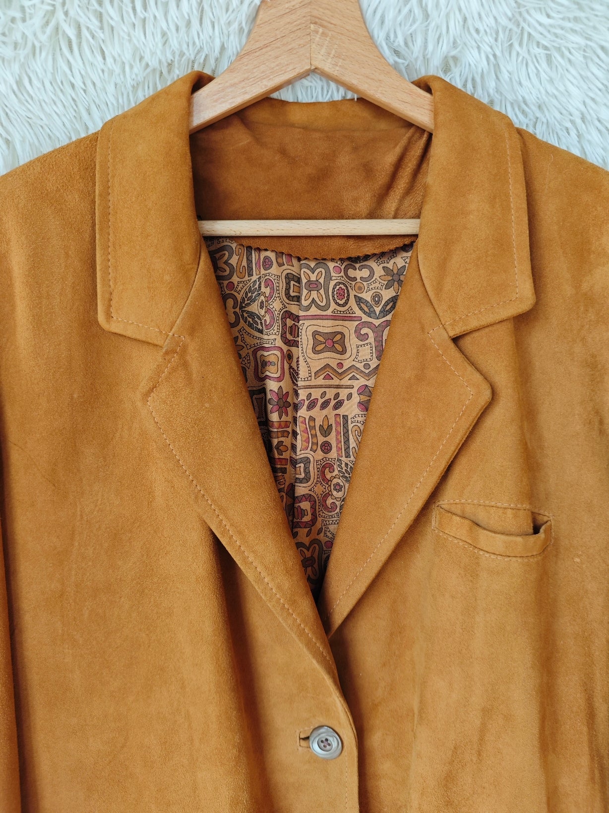 Giacca blazer camoscio cognac