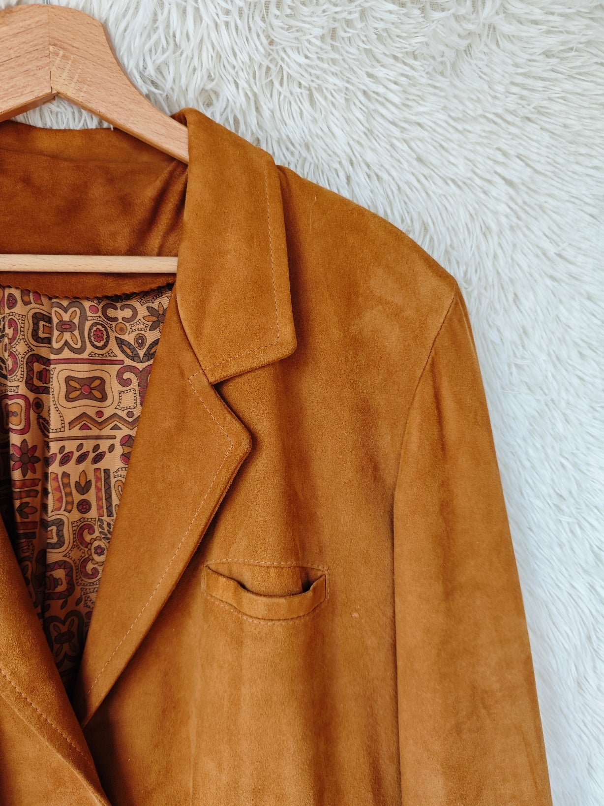 Giacca blazer camoscio cognac