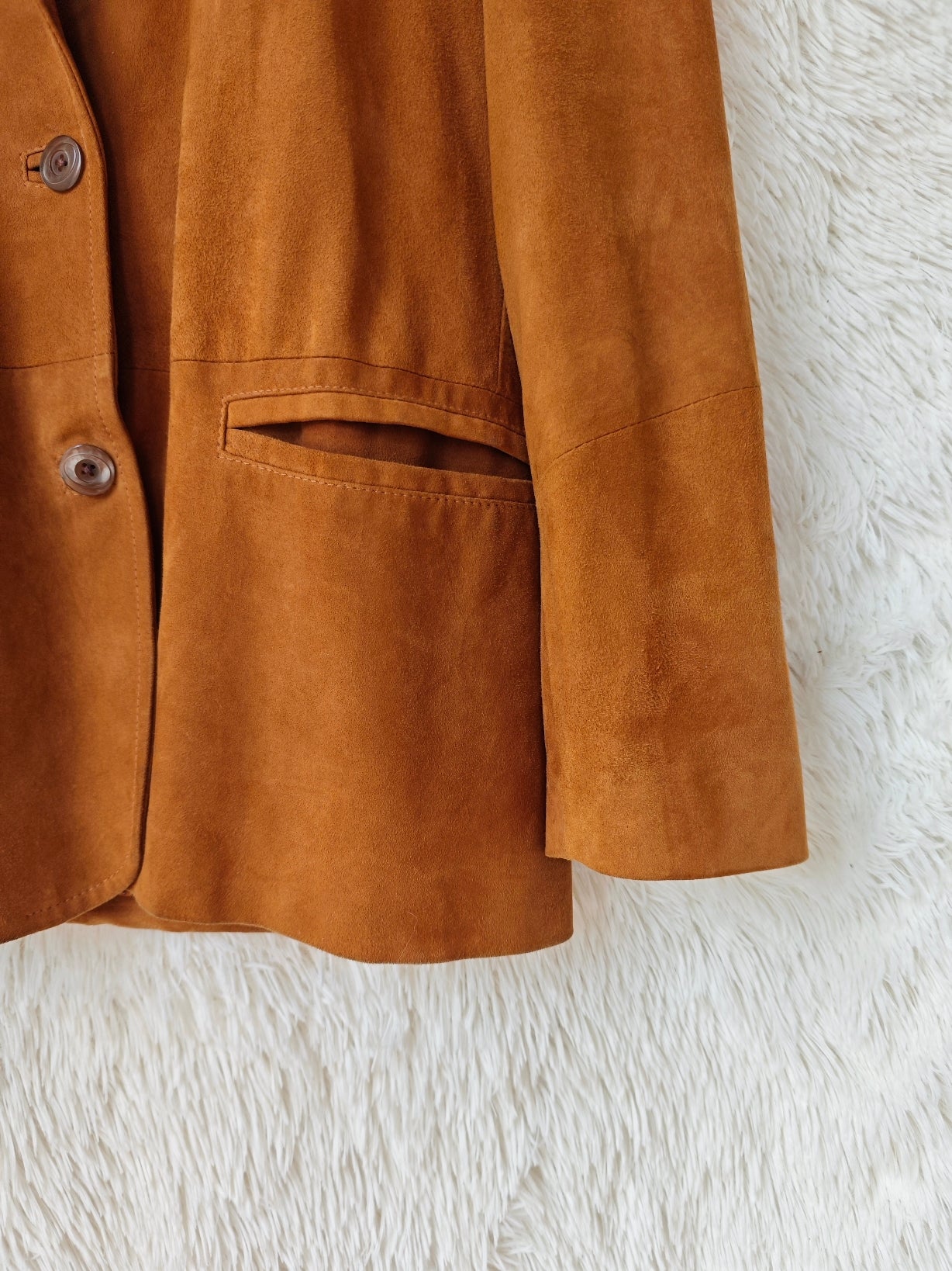 Giacca blazer camoscio cognac