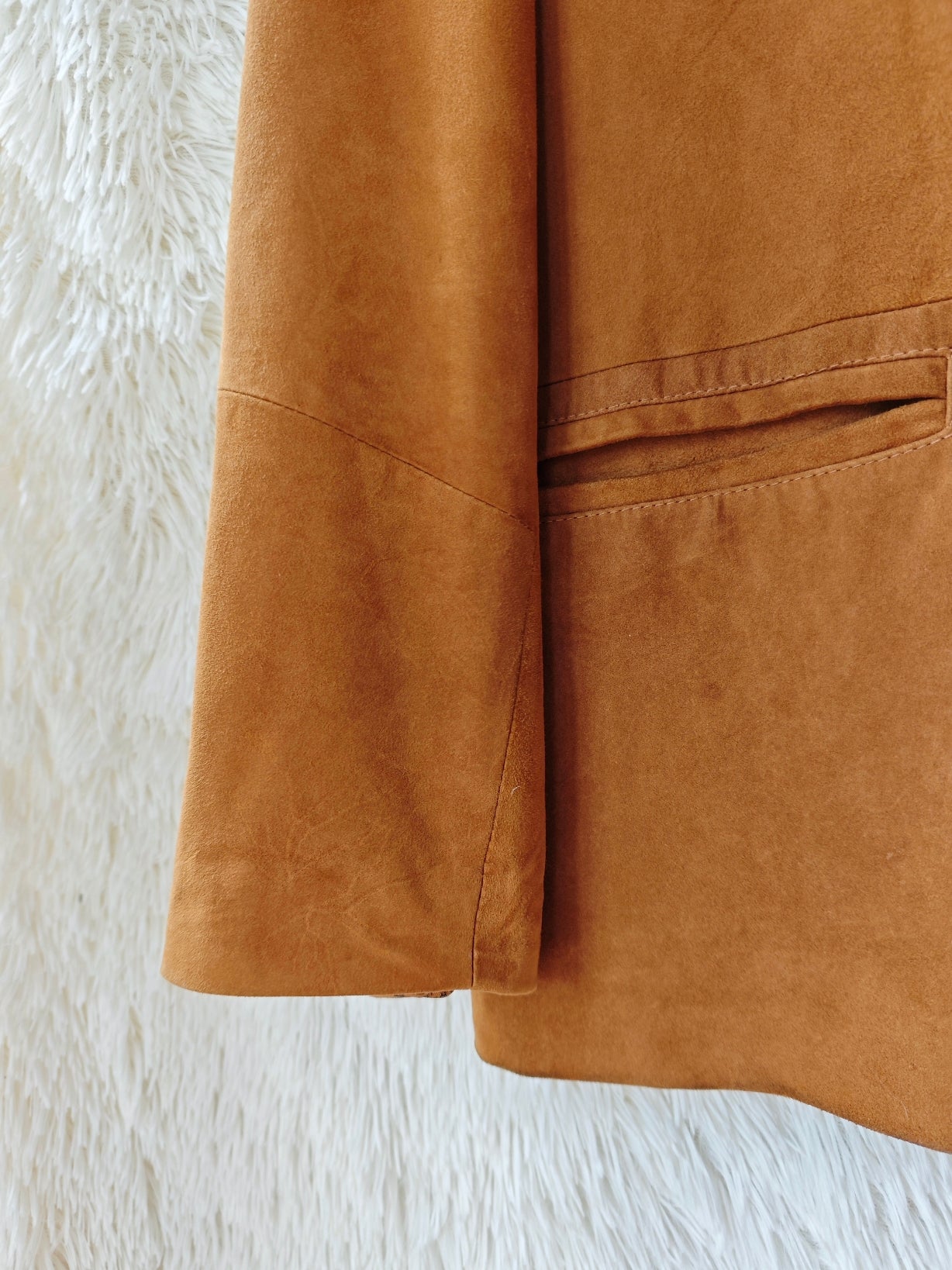 Giacca blazer camoscio cognac