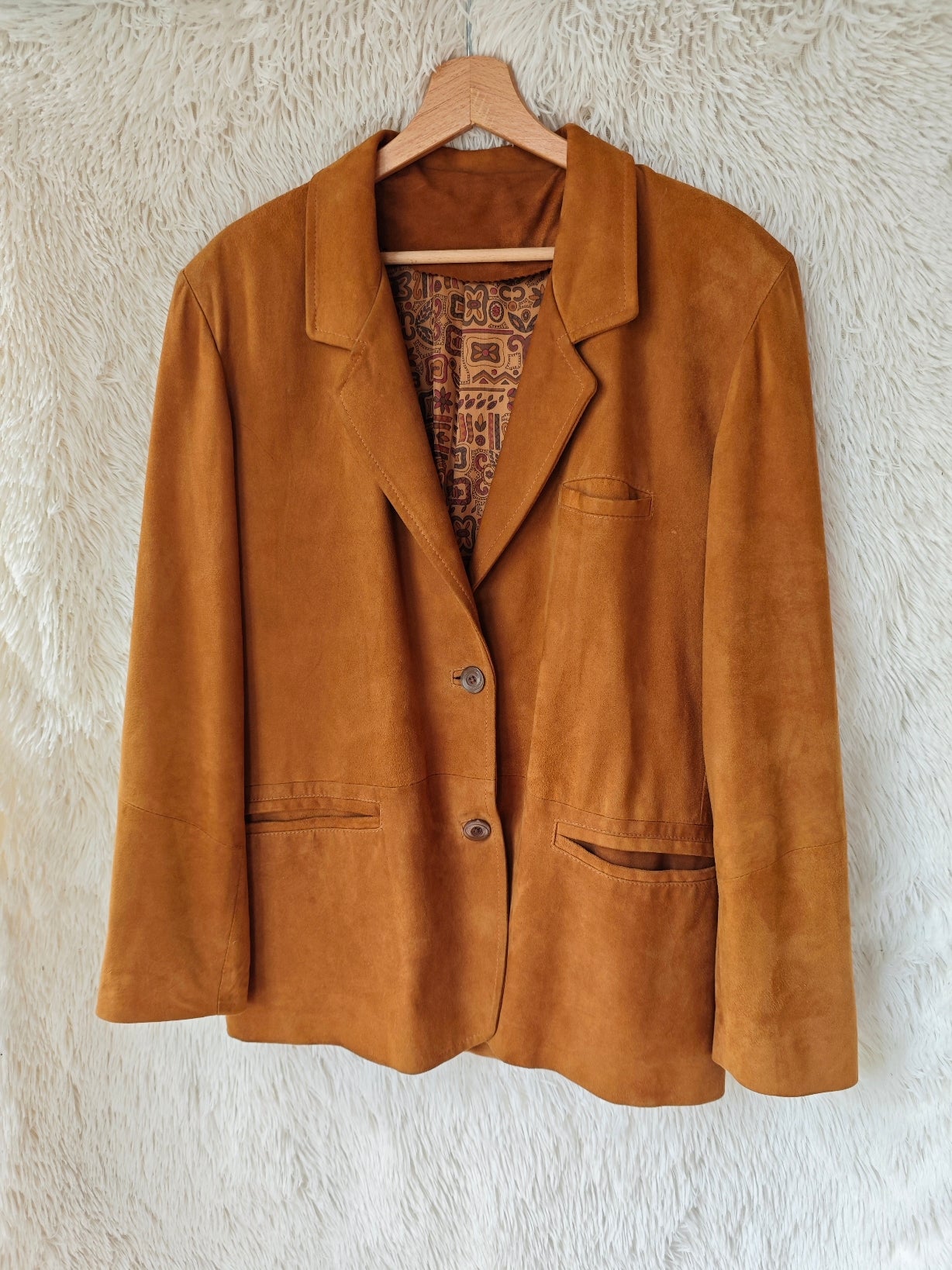 Giacca blazer camoscio cognac