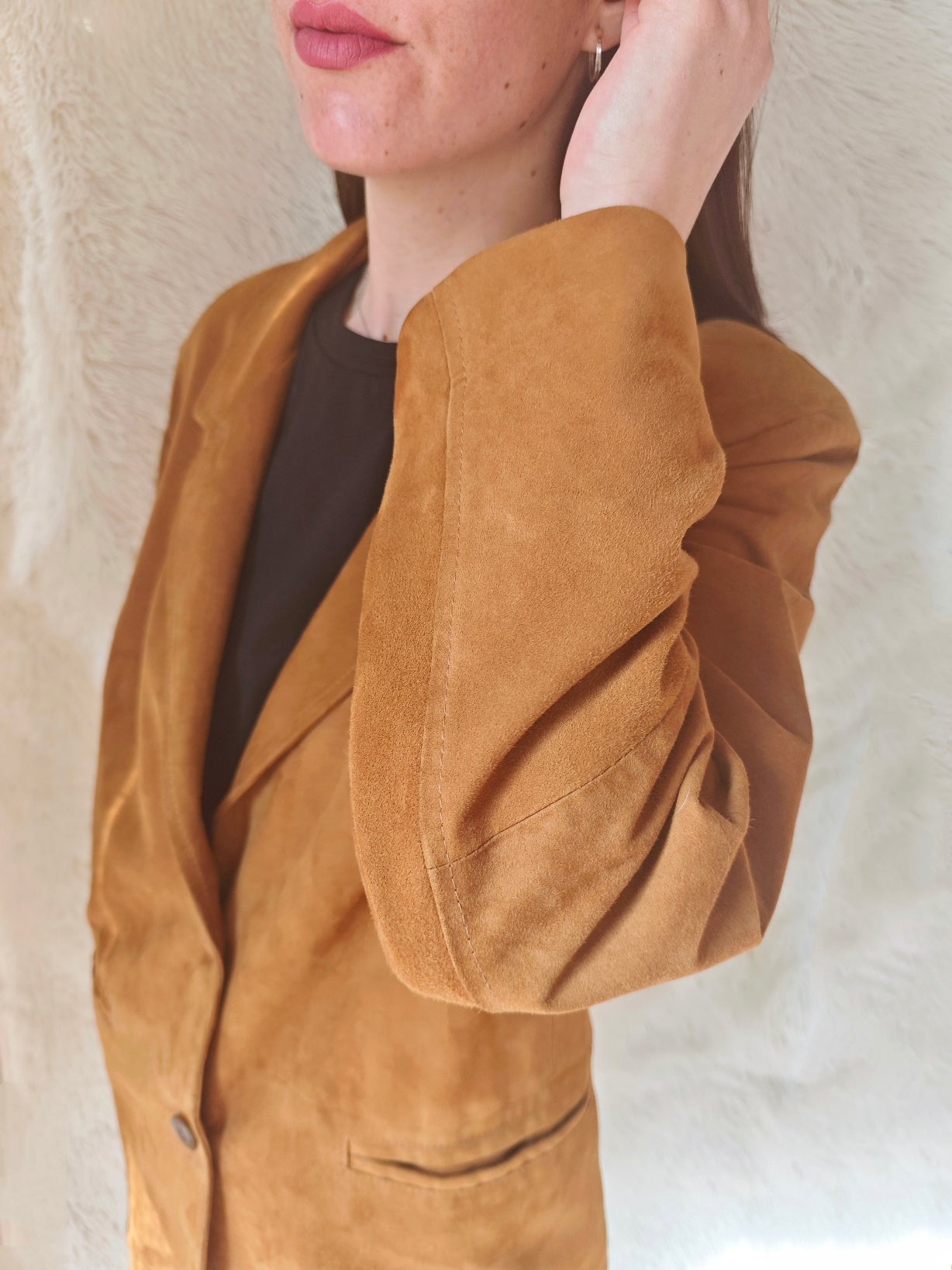 Giacca blazer camoscio cognac