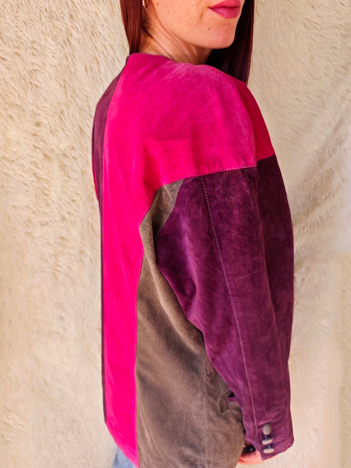 Giacca Scamosciata Color Block