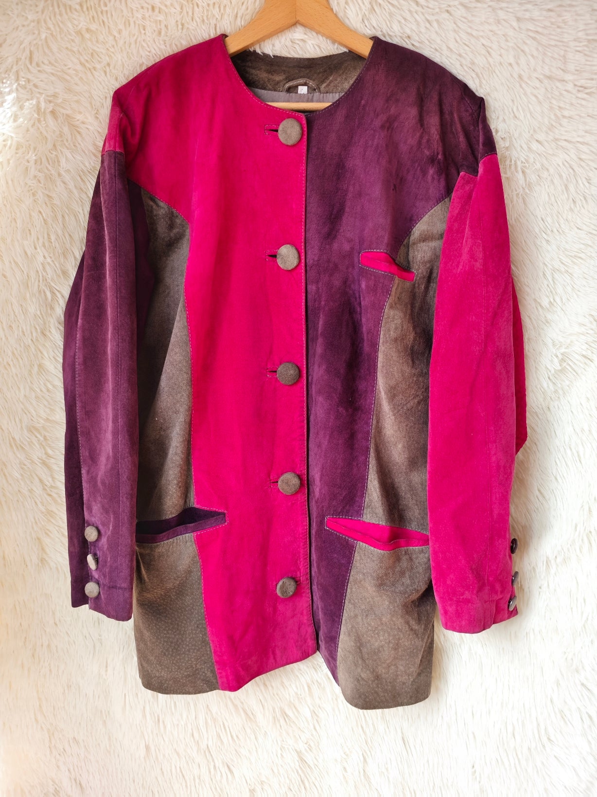 Giacca Scamosciata Color Block