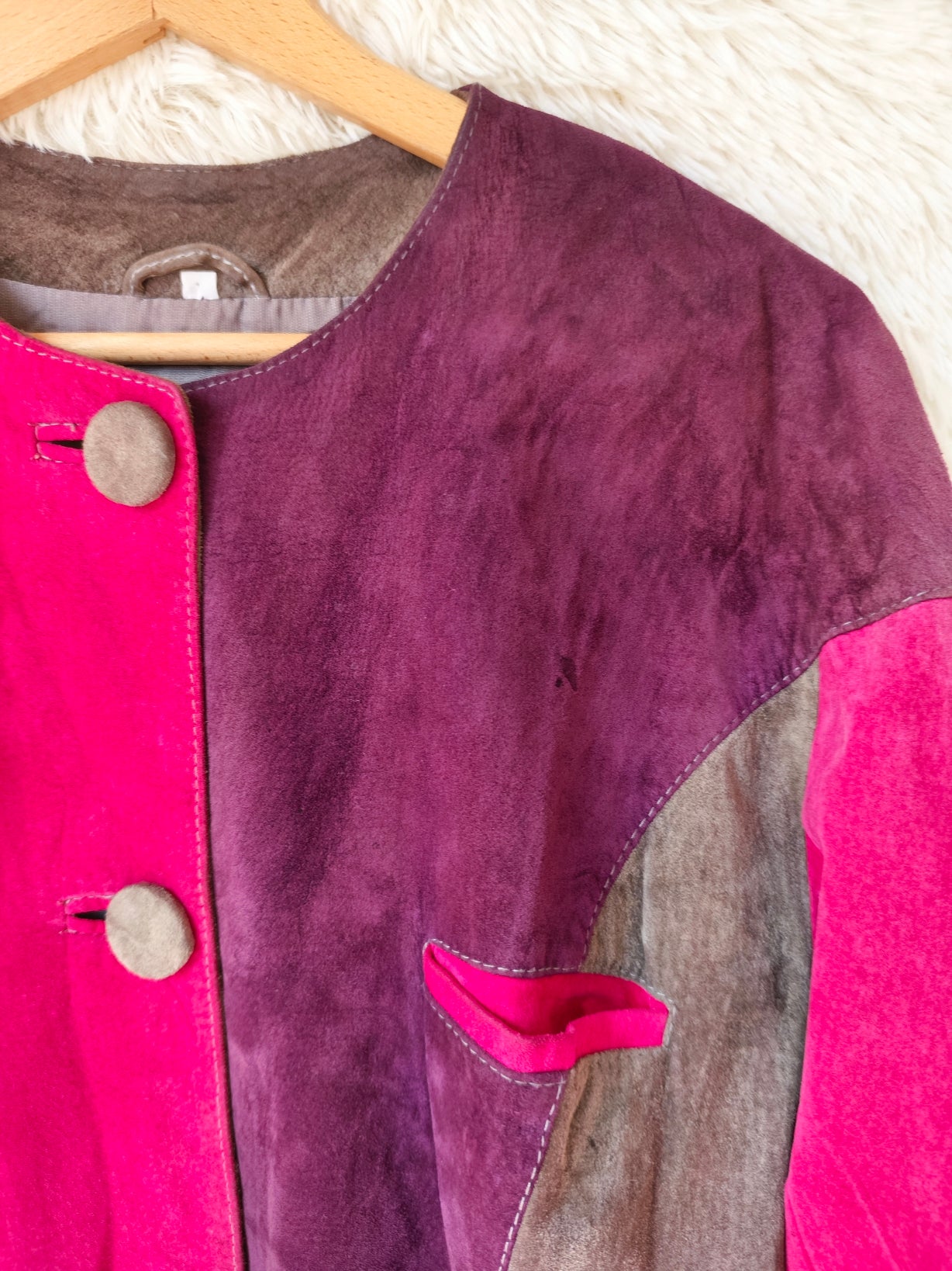 Giacca Scamosciata Color Block