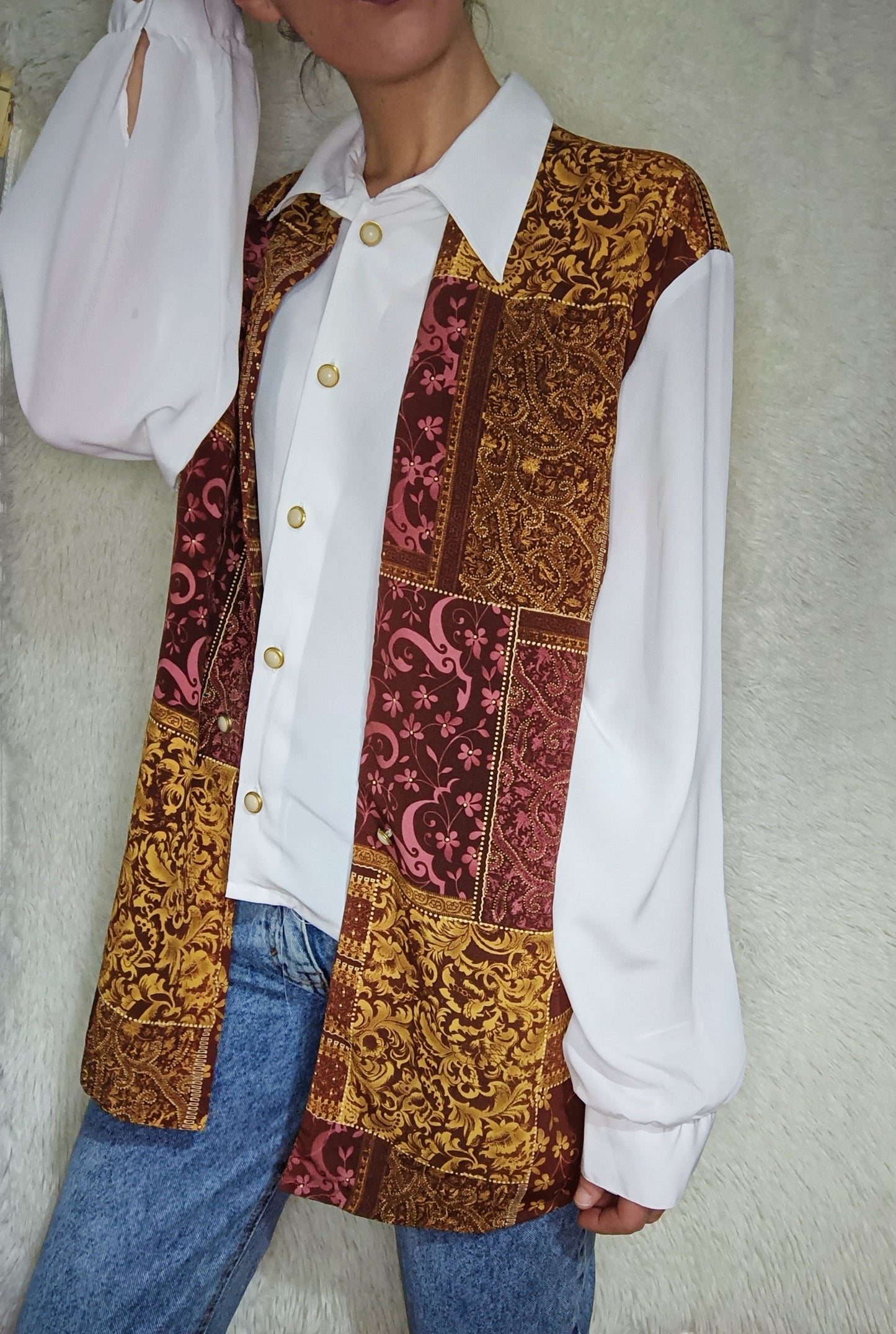 camicia vintage gilet damasco