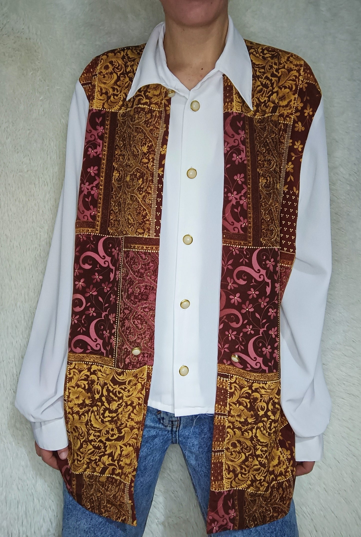camicia vintage gilet damasco