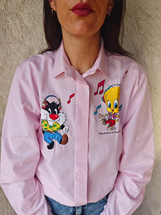 Camicia Titti e Silvestro hawaiani