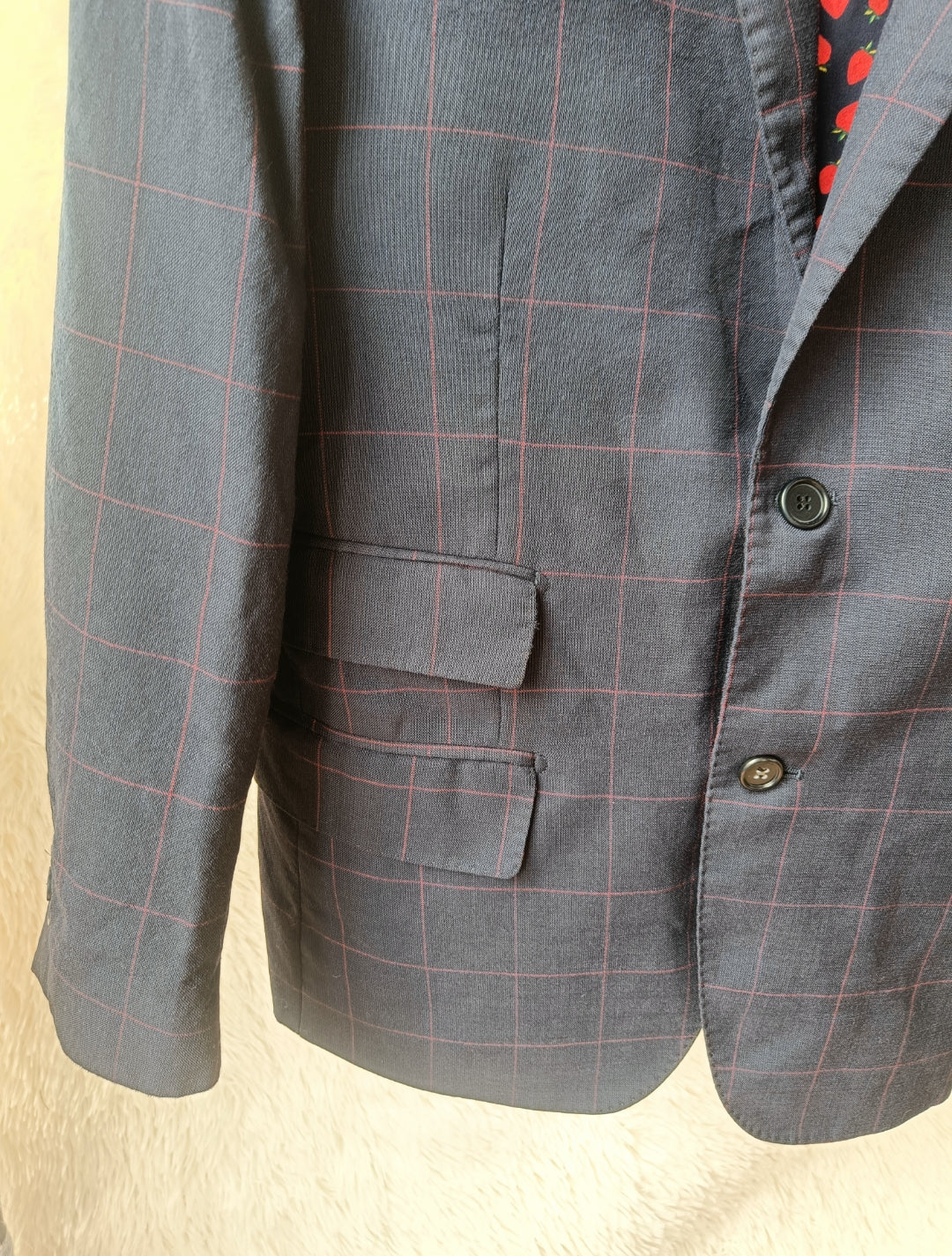 Blazer a quadri con fodera fantasia