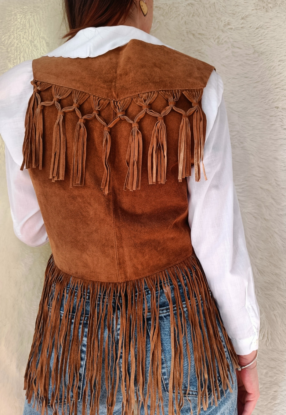Gilet camoscio con frange