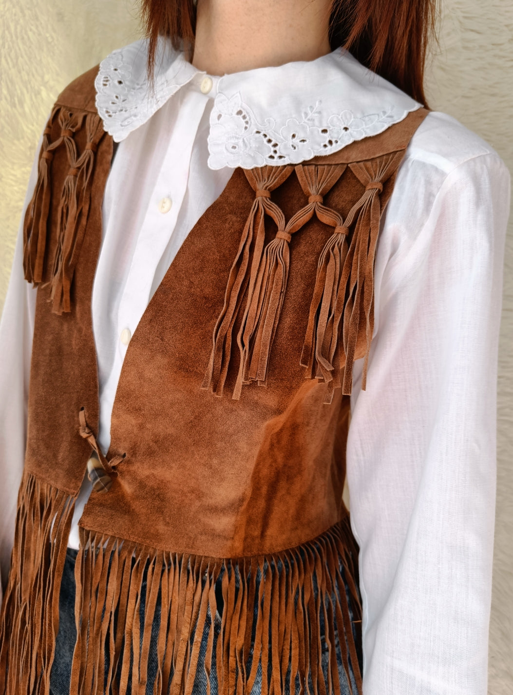 Gilet camoscio con frange