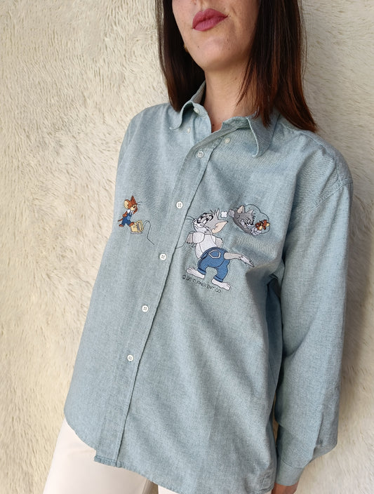 Camicia Tom & Jerry celeste