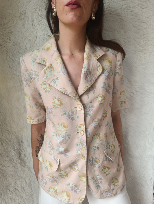 Blazer floreale misto lino