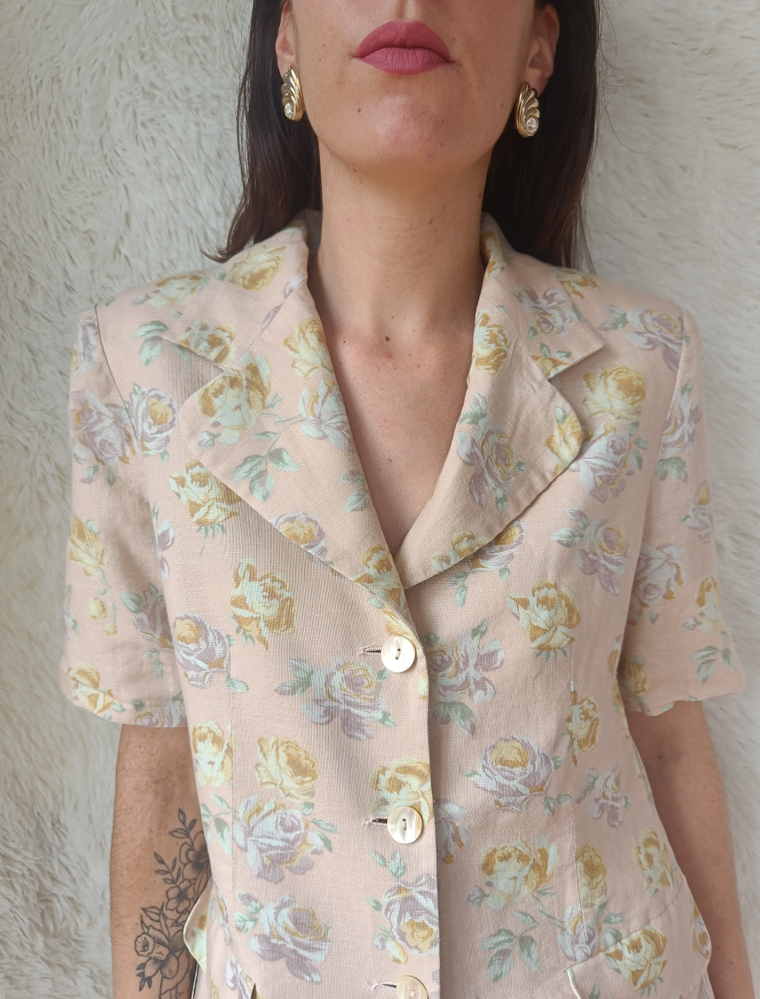 Blazer floreale misto lino