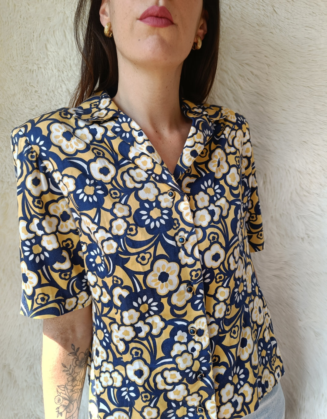 Camicia sartoriale navy & giallo