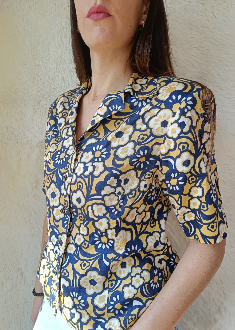 Camicia sartoriale navy & giallo