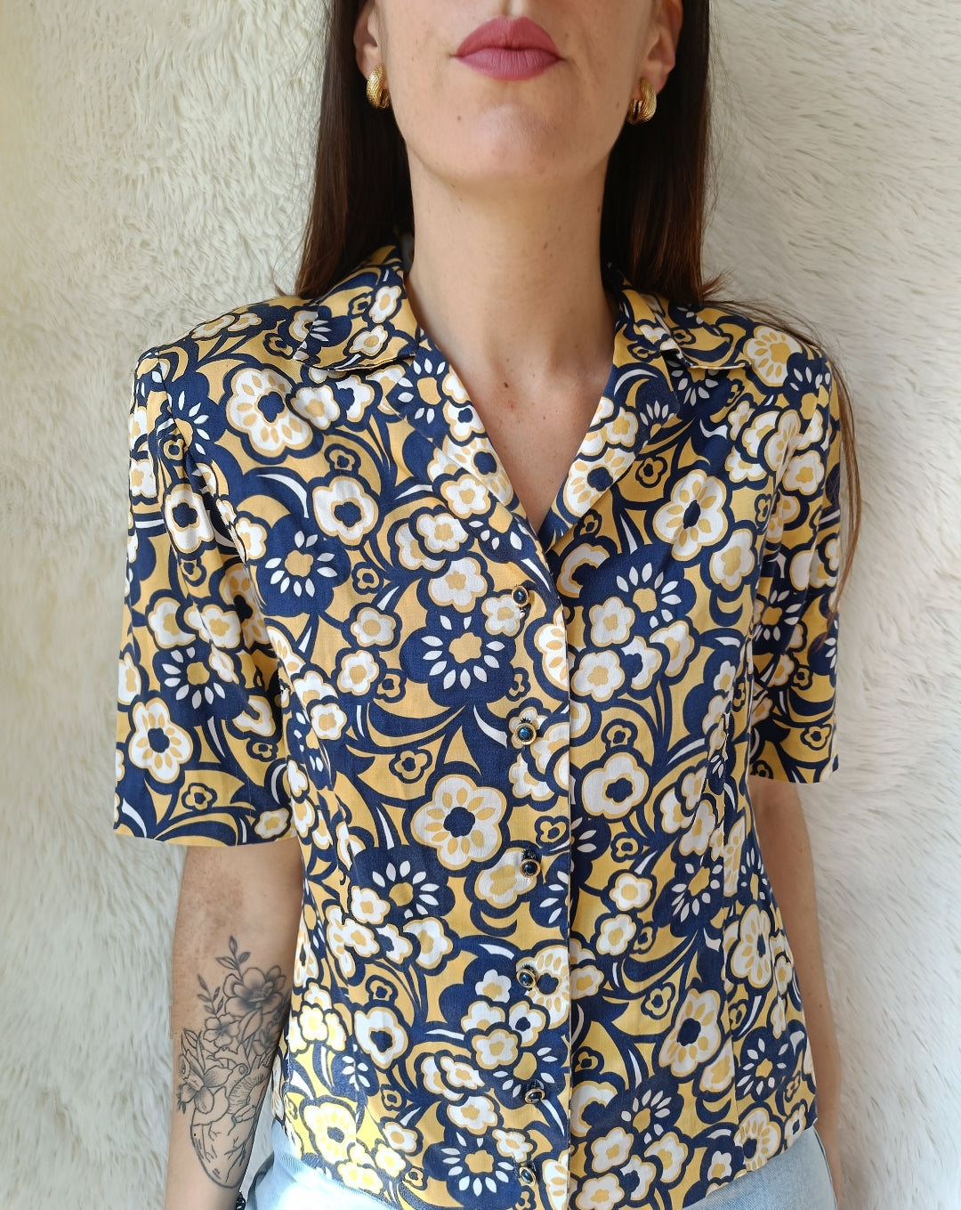 Camicia sartoriale navy & giallo