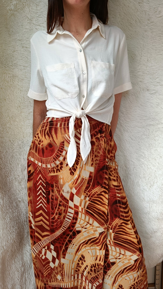Gonna Longuette Vintage Etno-Geometrica Anni '90