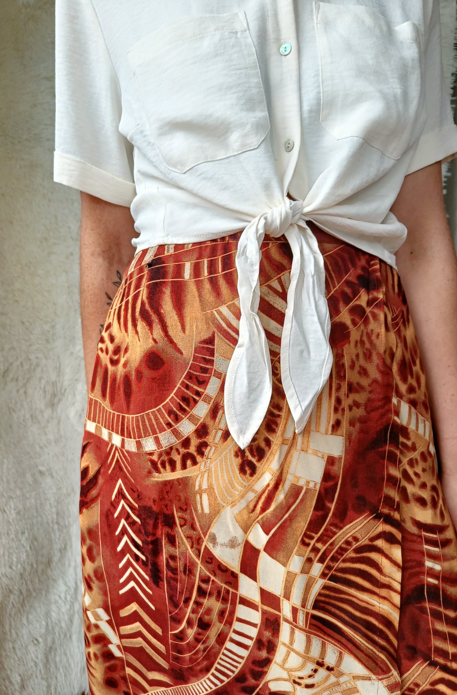 Gonna Longuette Vintage Etno-Geometrica Anni '90