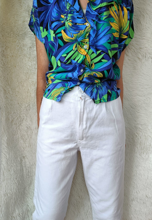 Pantaloni Bianchi in Misto Cotone