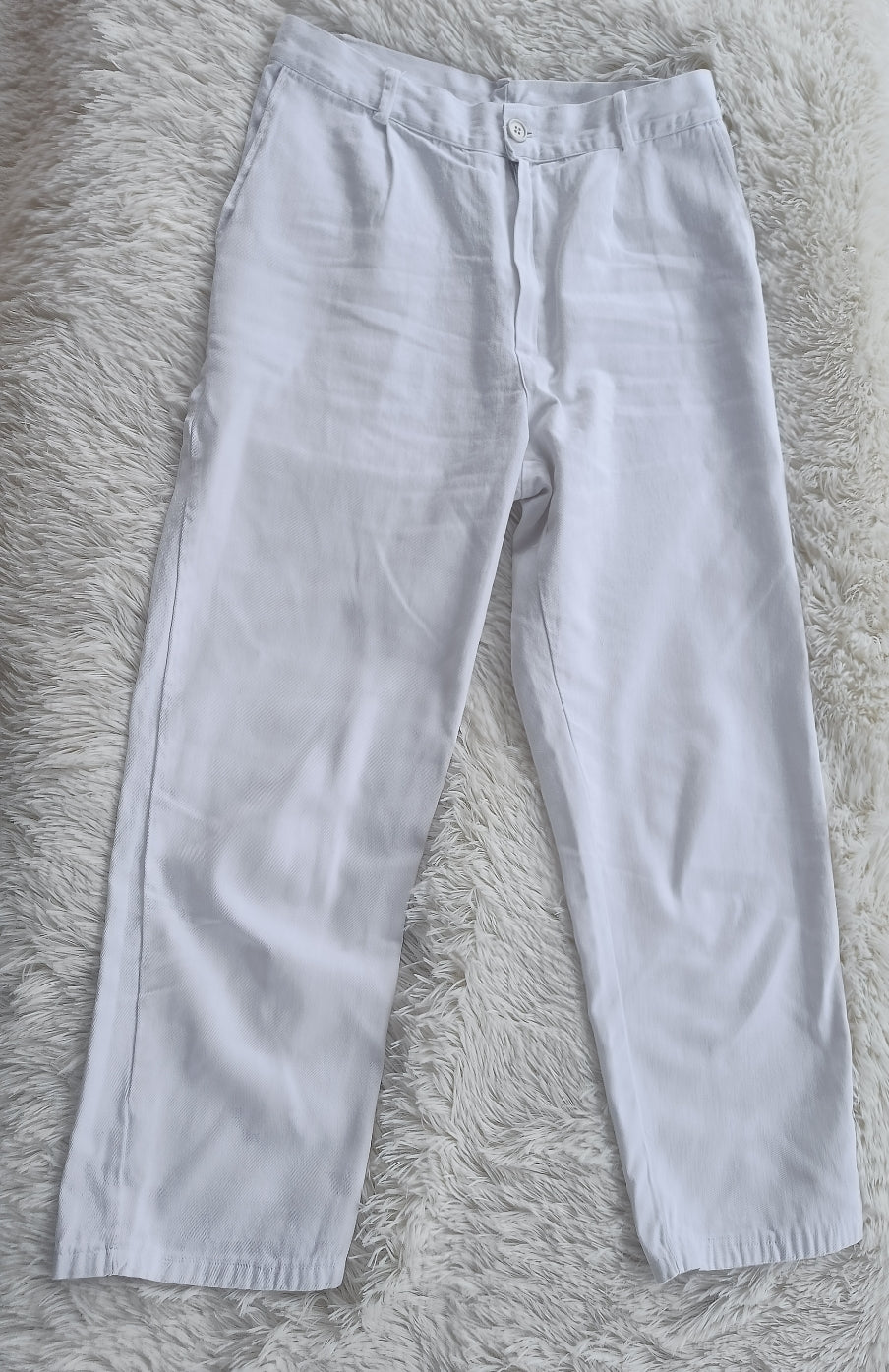 Pantaloni Bianchi in Misto Cotone