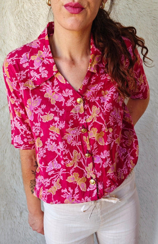 Camicia sartoriale con stampa farfalle