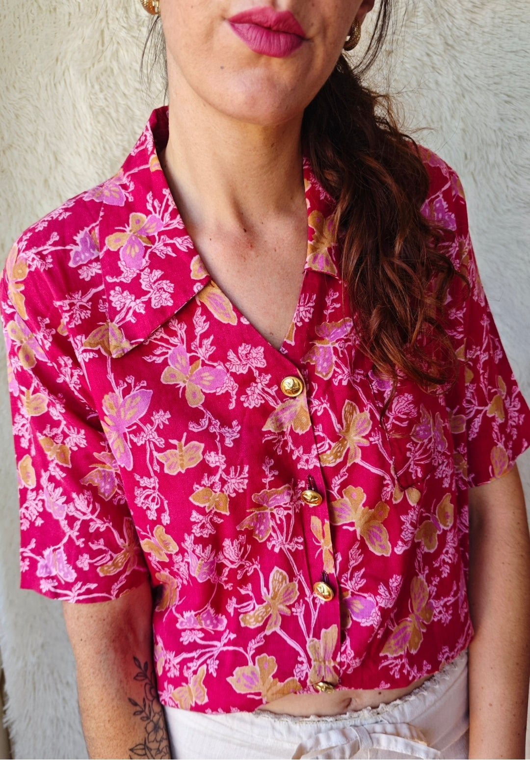 Camicia sartoriale con stampa farfalle