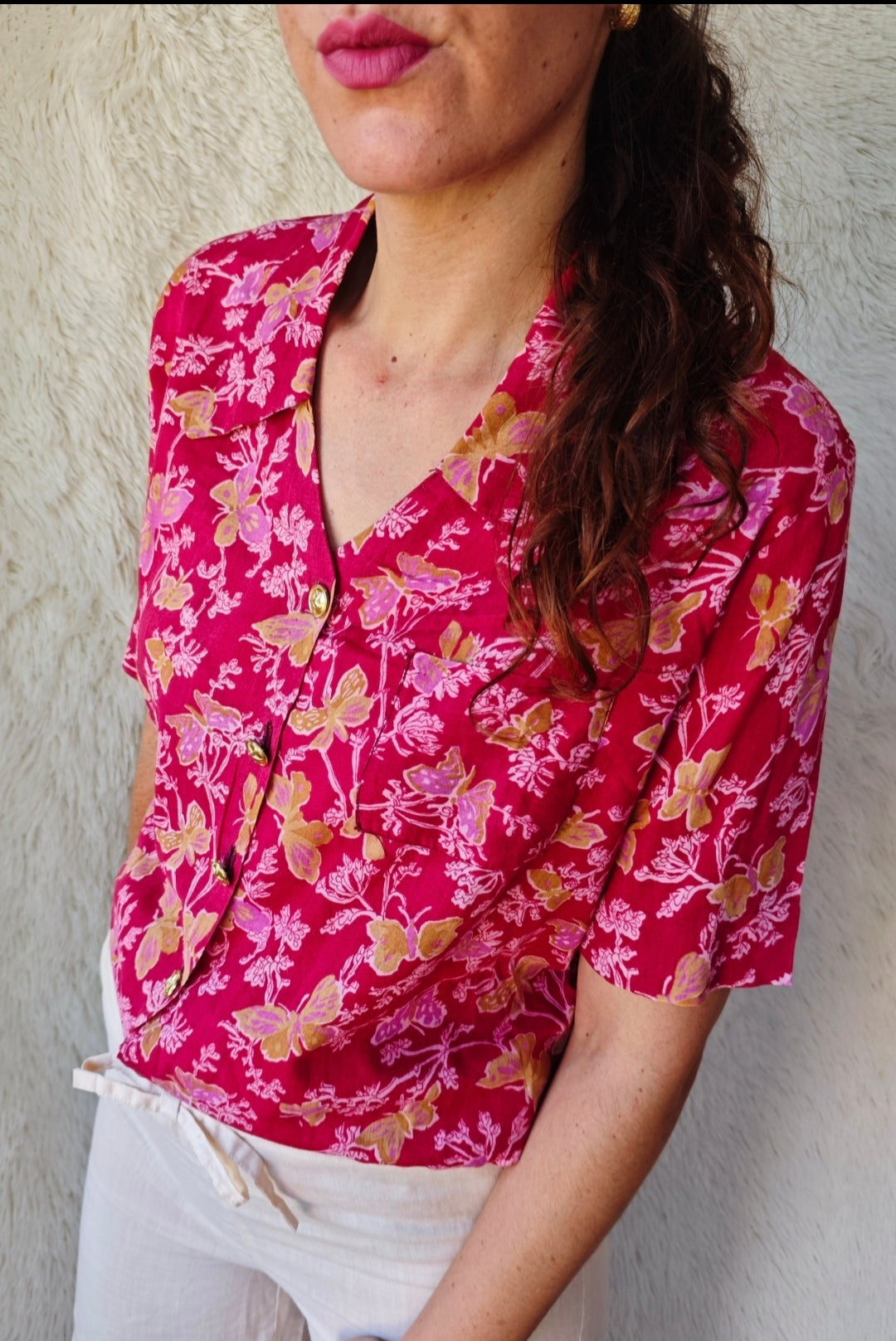 Camicia sartoriale con stampa farfalle