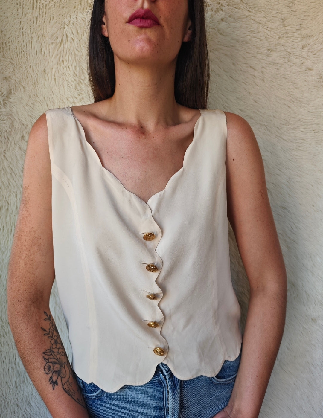 Top 100% seta crema