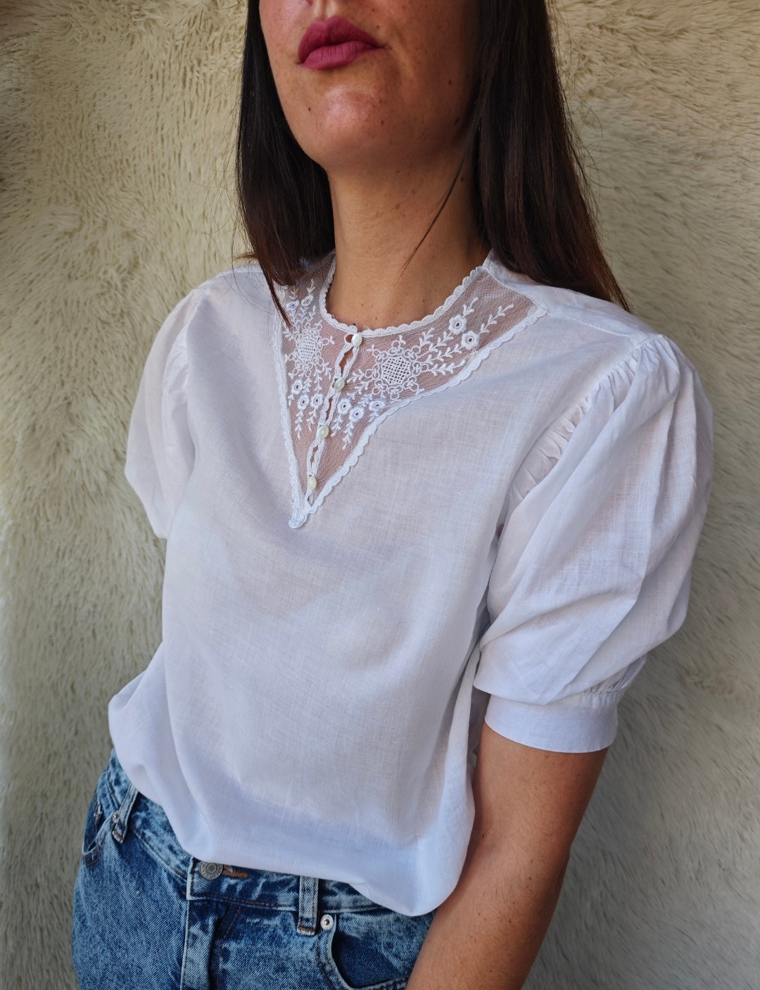 Blusa ricamata tulle